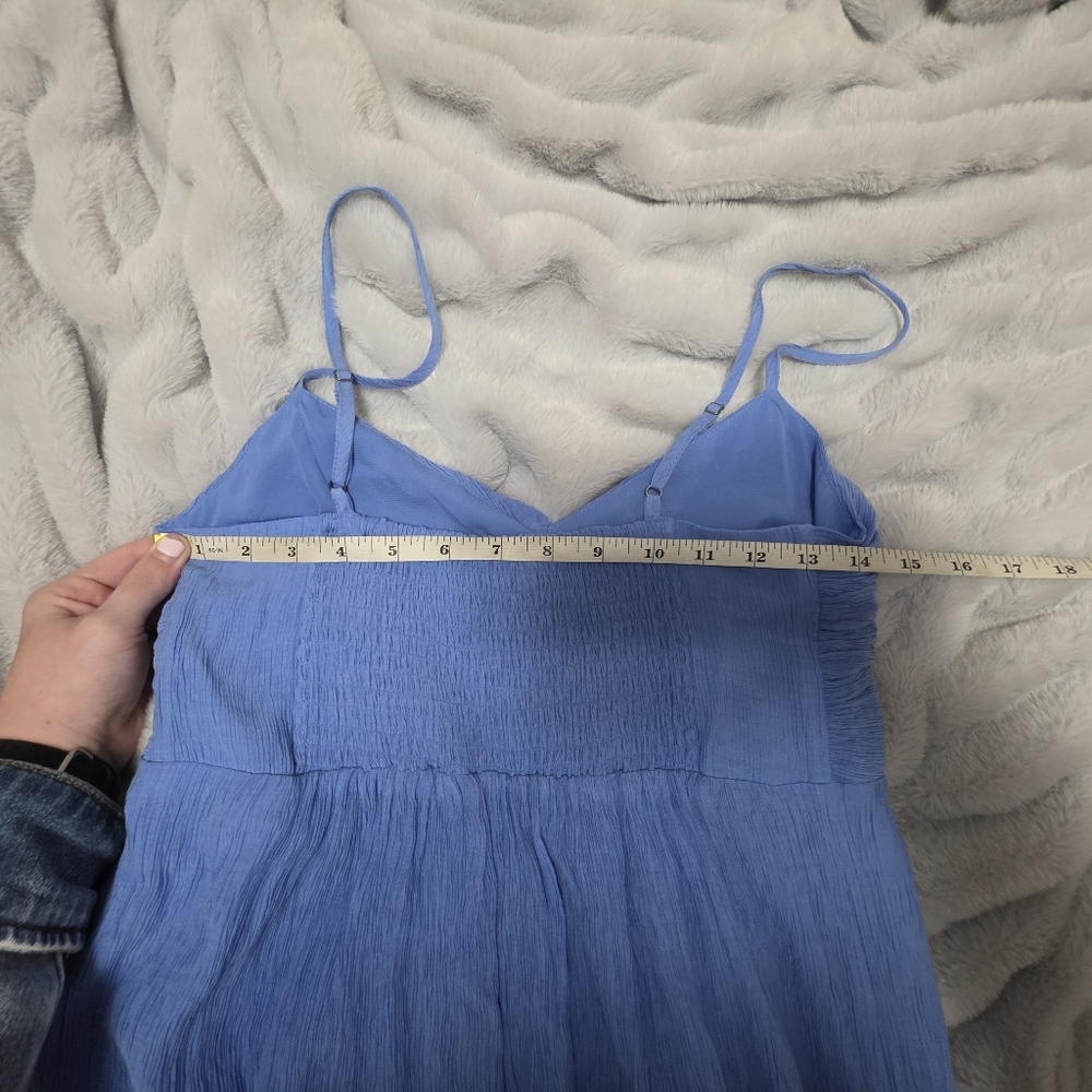 Abercrombie And Fitch Crinkle Textured Ruched Maxi Dress Medium Tall NWT Blue - Picture 12 of 12